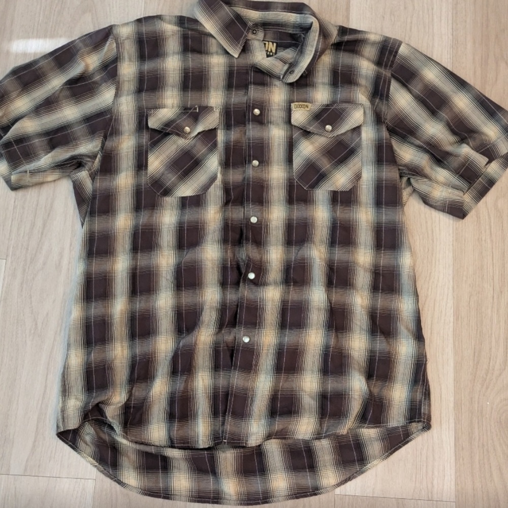DIXXON unisex shirt XL hot rod Cali tattoo plaid brown check quality made
